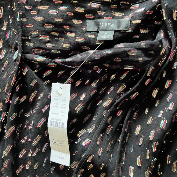 J crew Tie-neck blouse with rainbow Lurex® dot - Picture 7 of 10